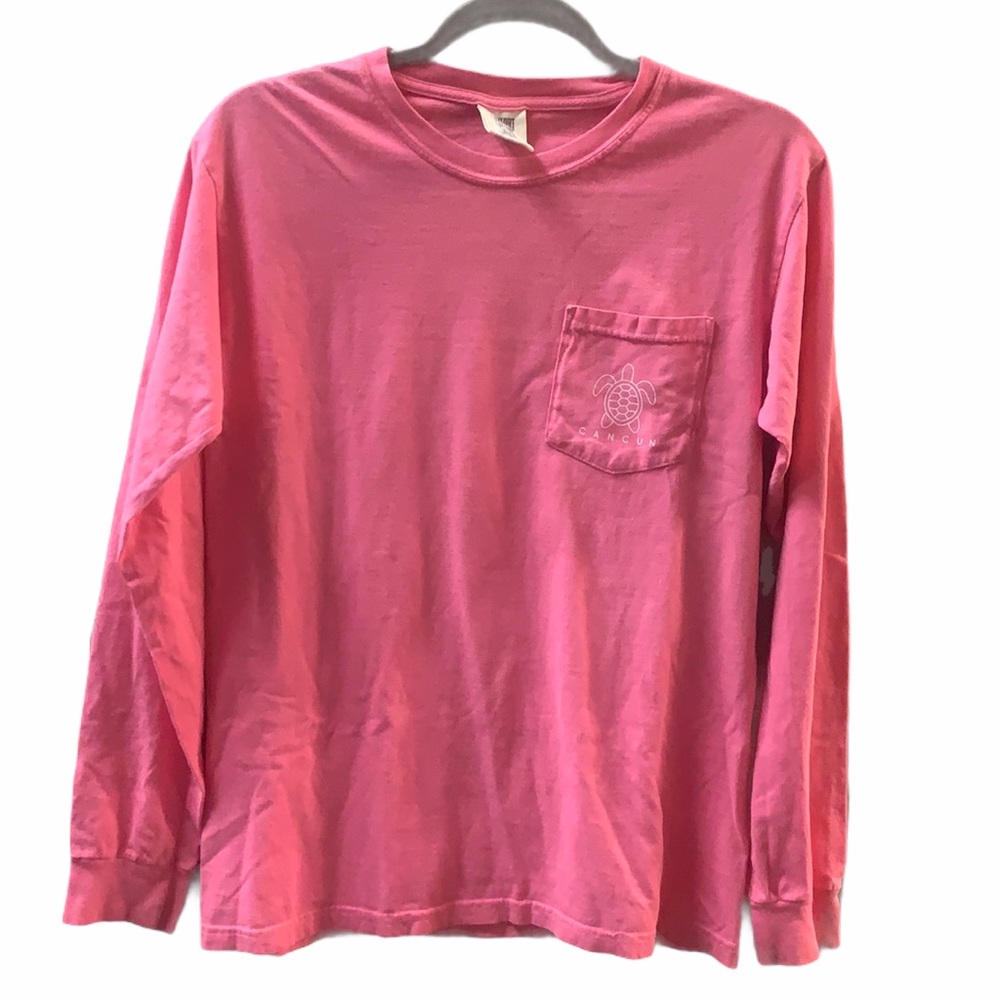 Pink Long Sleeve Cancun Shirt With Turtle